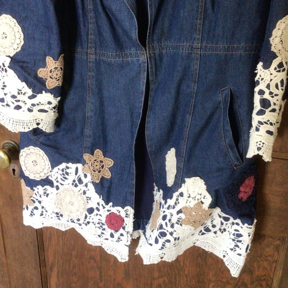 Chadwick’s of Boston Collectibles Lace Detail Denim Jacket sz large - Picture 3 of 6